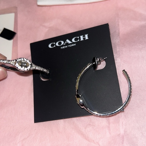 Signature Logo Crystal Pave Hoop Earrings - Picture 4 of 6